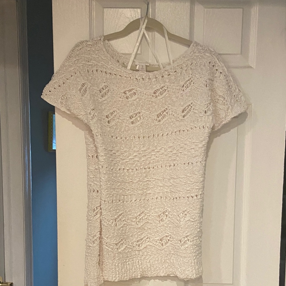 Chico’s White Knit Short Sleeve Top